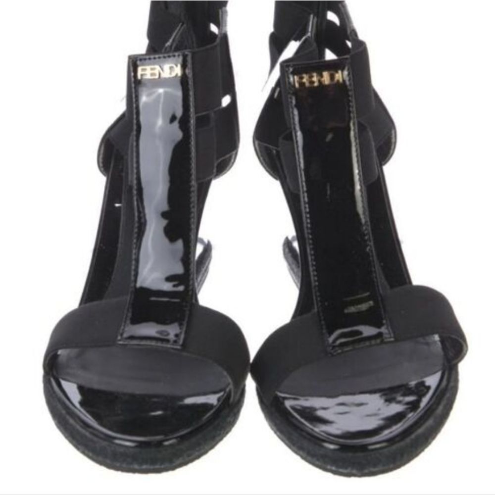 Fendi Patent Leather T-Strap Sandals